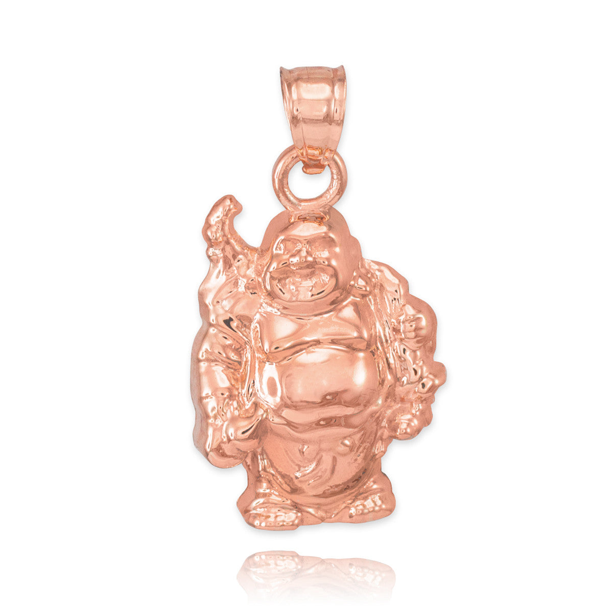 Gold Laughing Buddha Pendant Necklace, view 5