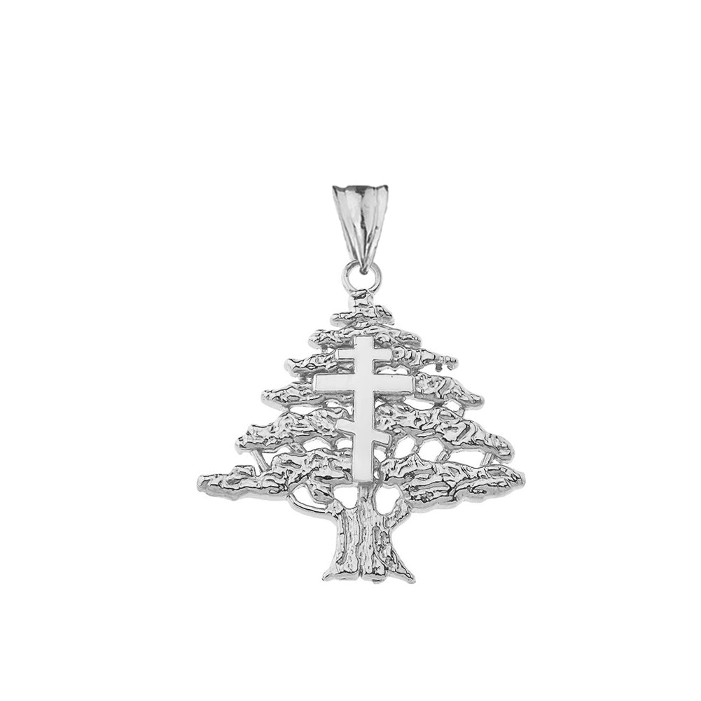 Gold Lebanese Cedar Tree With Orthodox Cross Pendant Necklace, view 8