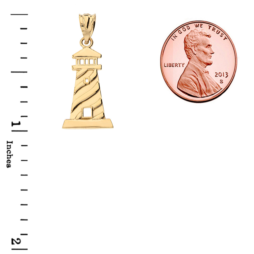 Gold Lighthouse Pendant Necklace, view 3