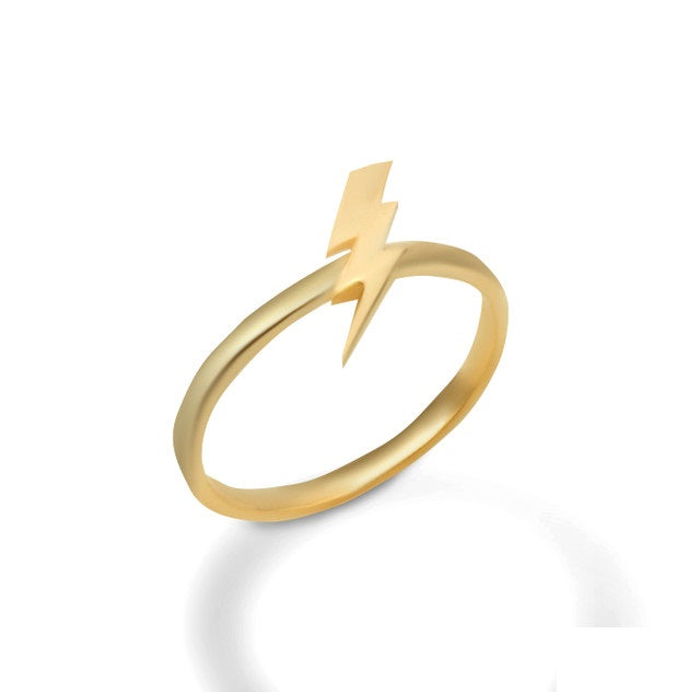 Gold Lightning Thunder Bolt Electric Ring, view 6