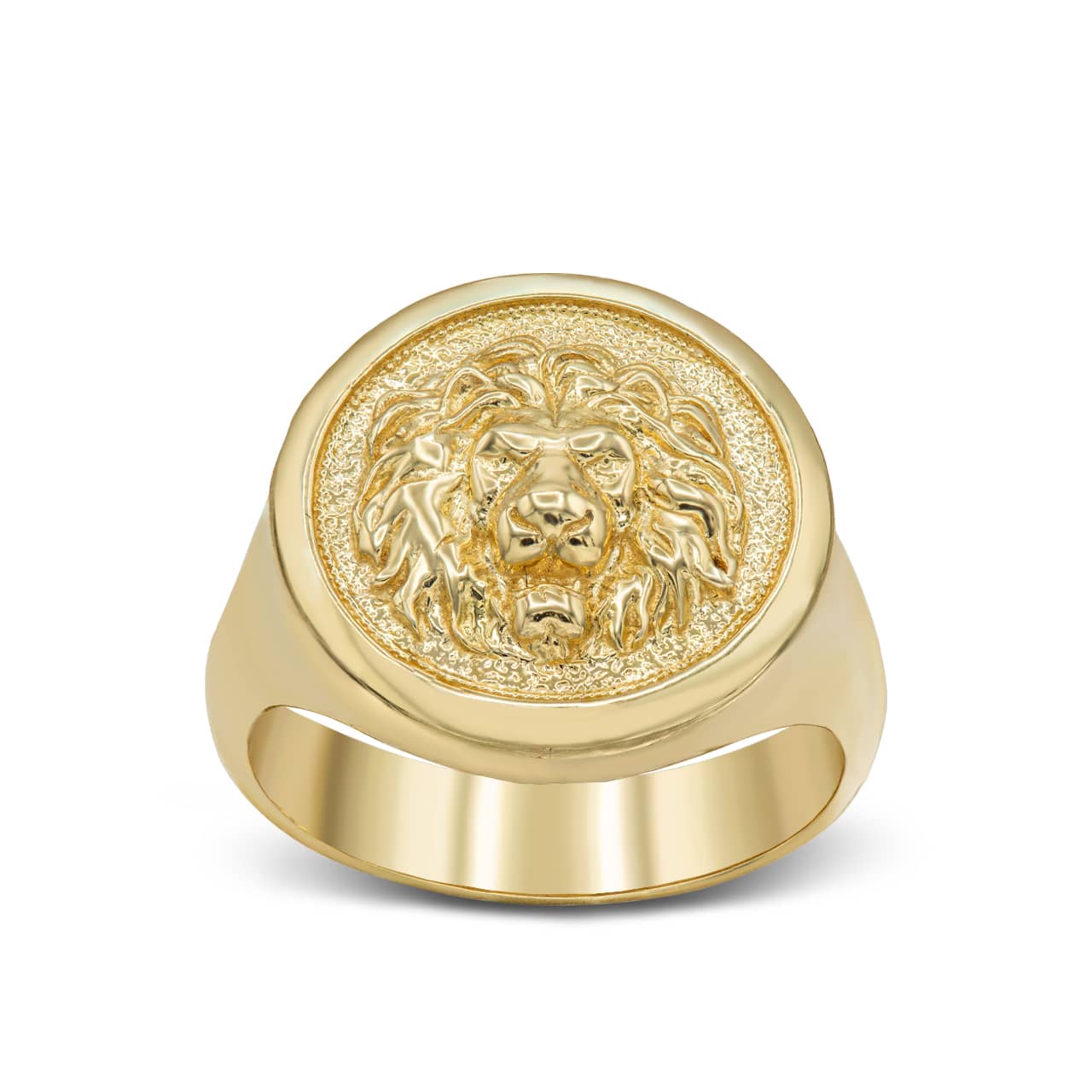 Gold Lion Head Signet Ring
