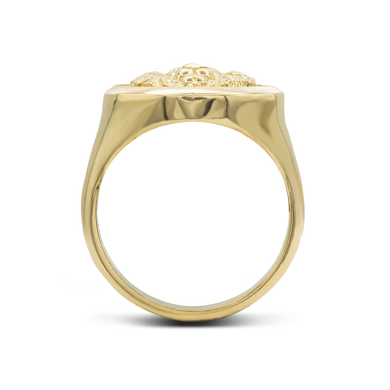 Gold Lion Head Signet Ring, view 4