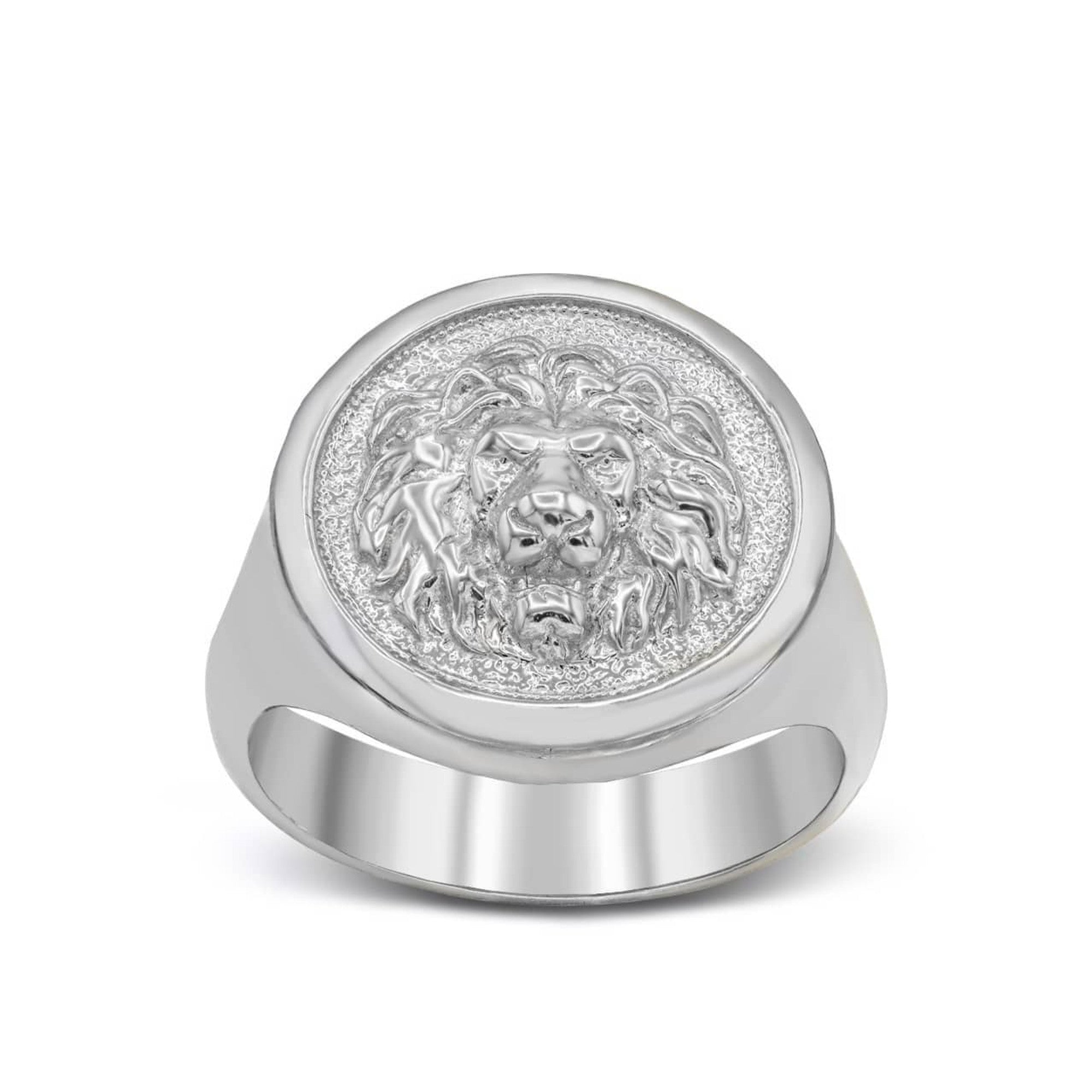 Gold Lion Head Signet Ring, view 6