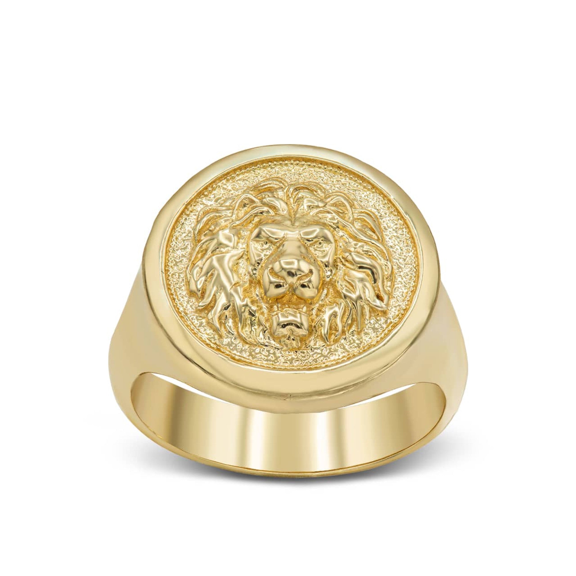 Gold Lion Head Signet Ring, view 7