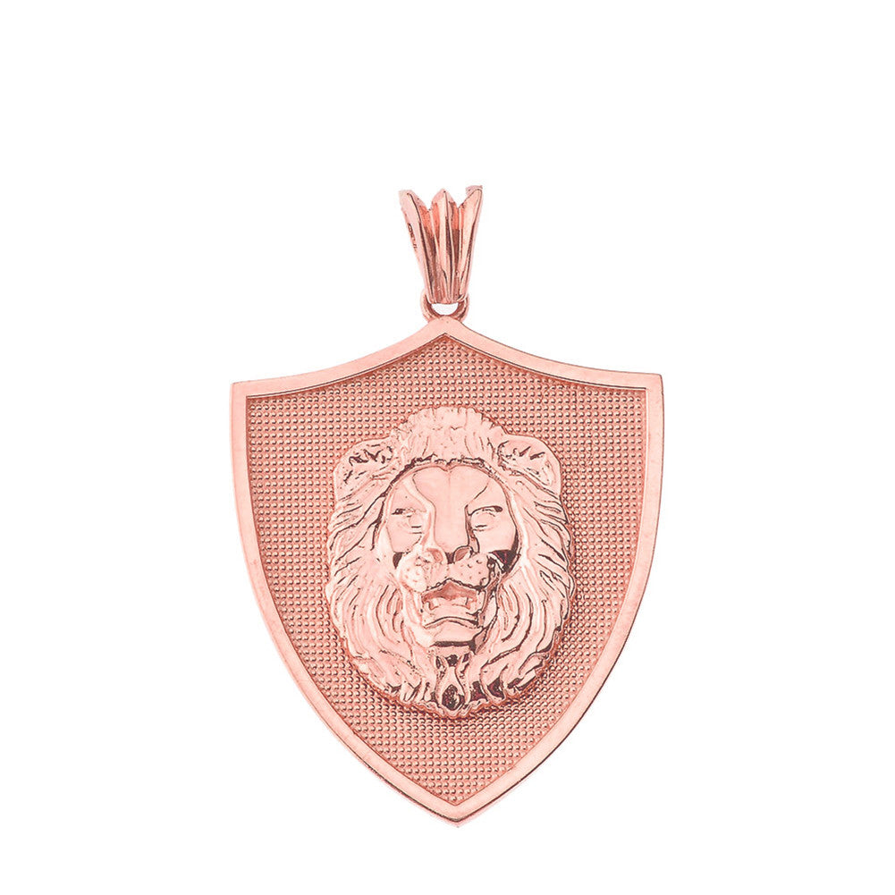 Gold Lions Shield Pendant Necklace, view 5