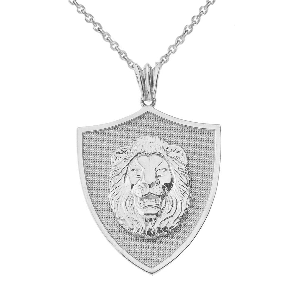 Gold Lions Shield Pendant Necklace, view 7