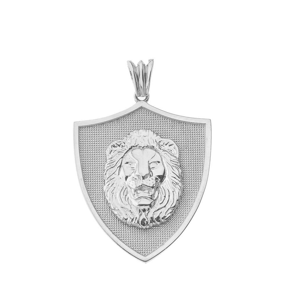 Gold Lions Shield Pendant Necklace, view 8