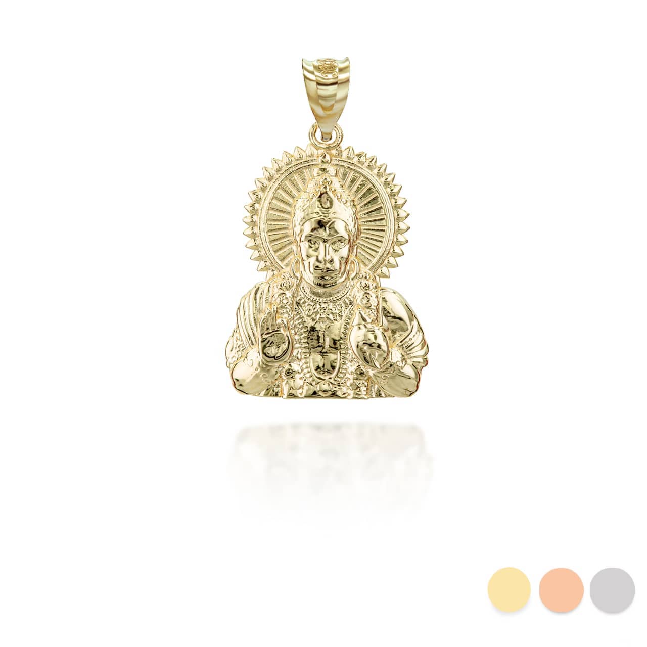 Gold Lord Anjaneya-Hanuman Hindu God Pendant Necklace