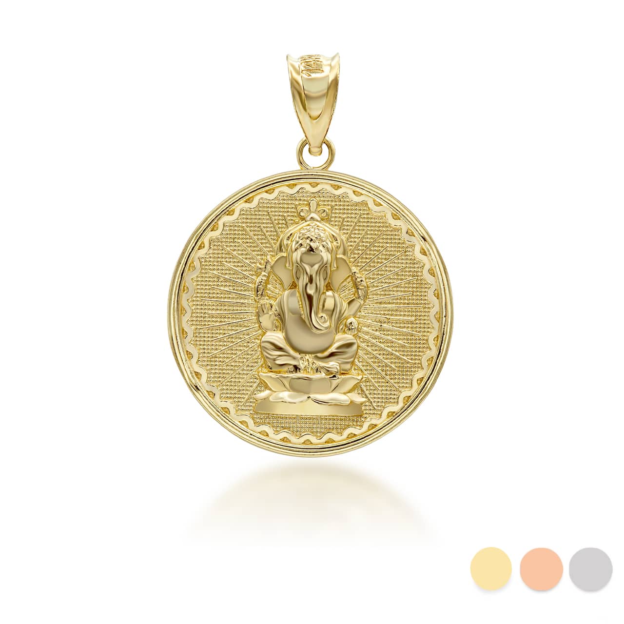 Gold Lord Ganesha Hindu Coin Pendant