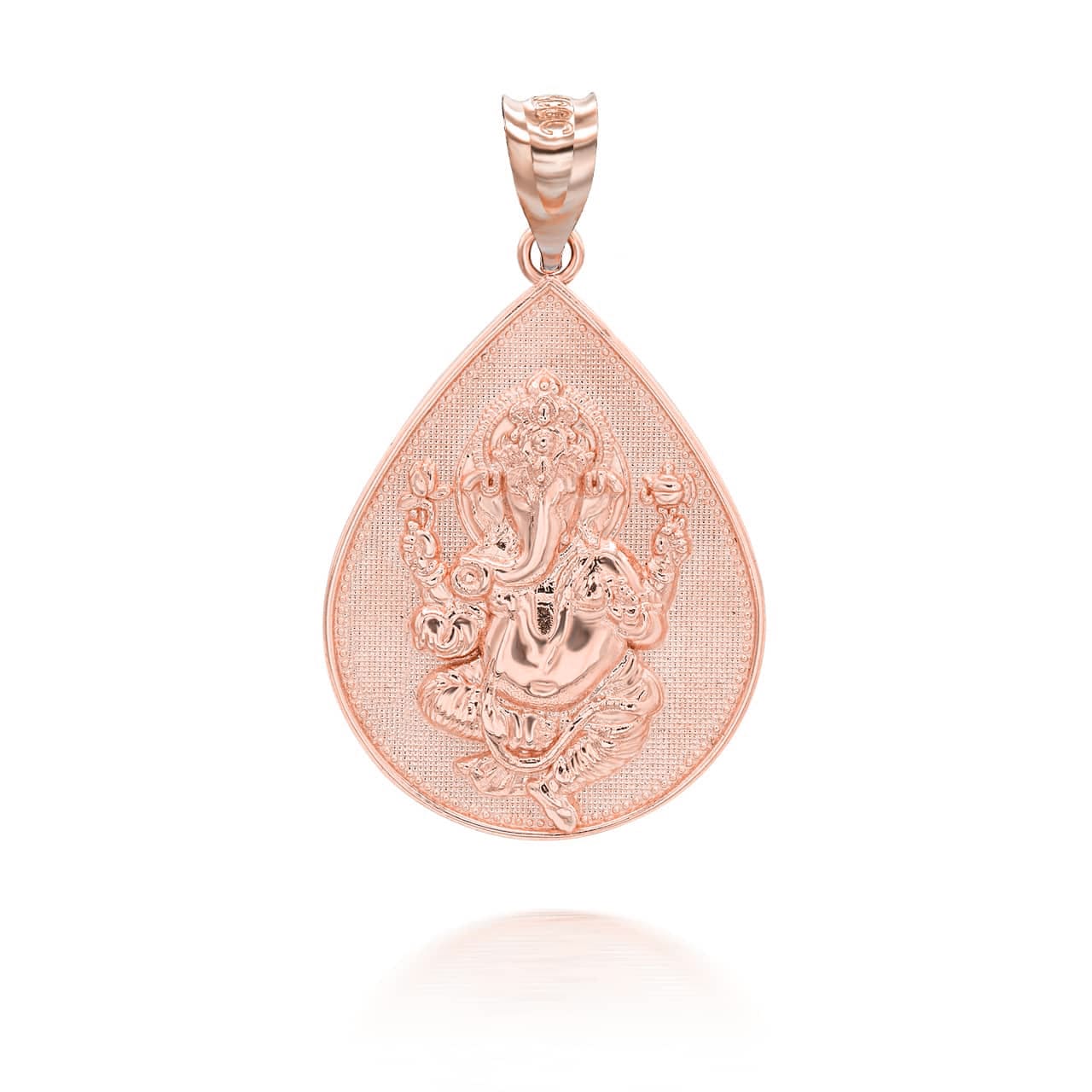 Gold Lord Ganesha Hindu Elephant God Hammered Pendant Necklace, view 6