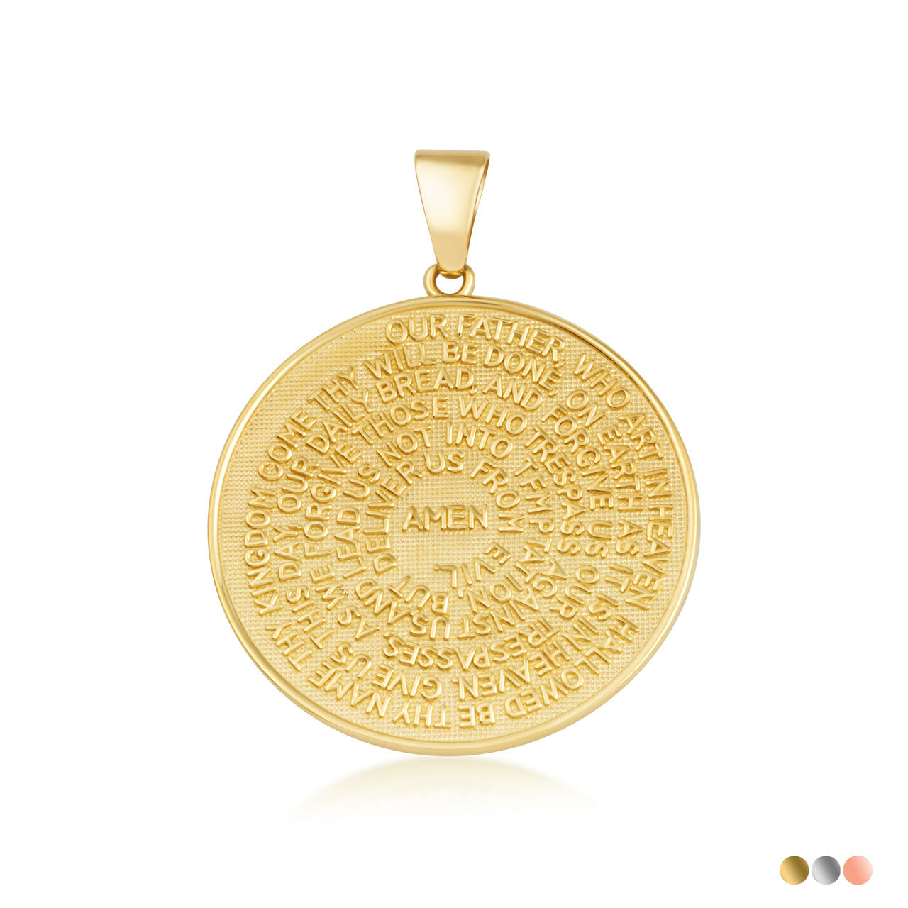 Gold Lord's Prayer Christian Small Medallion Necklace