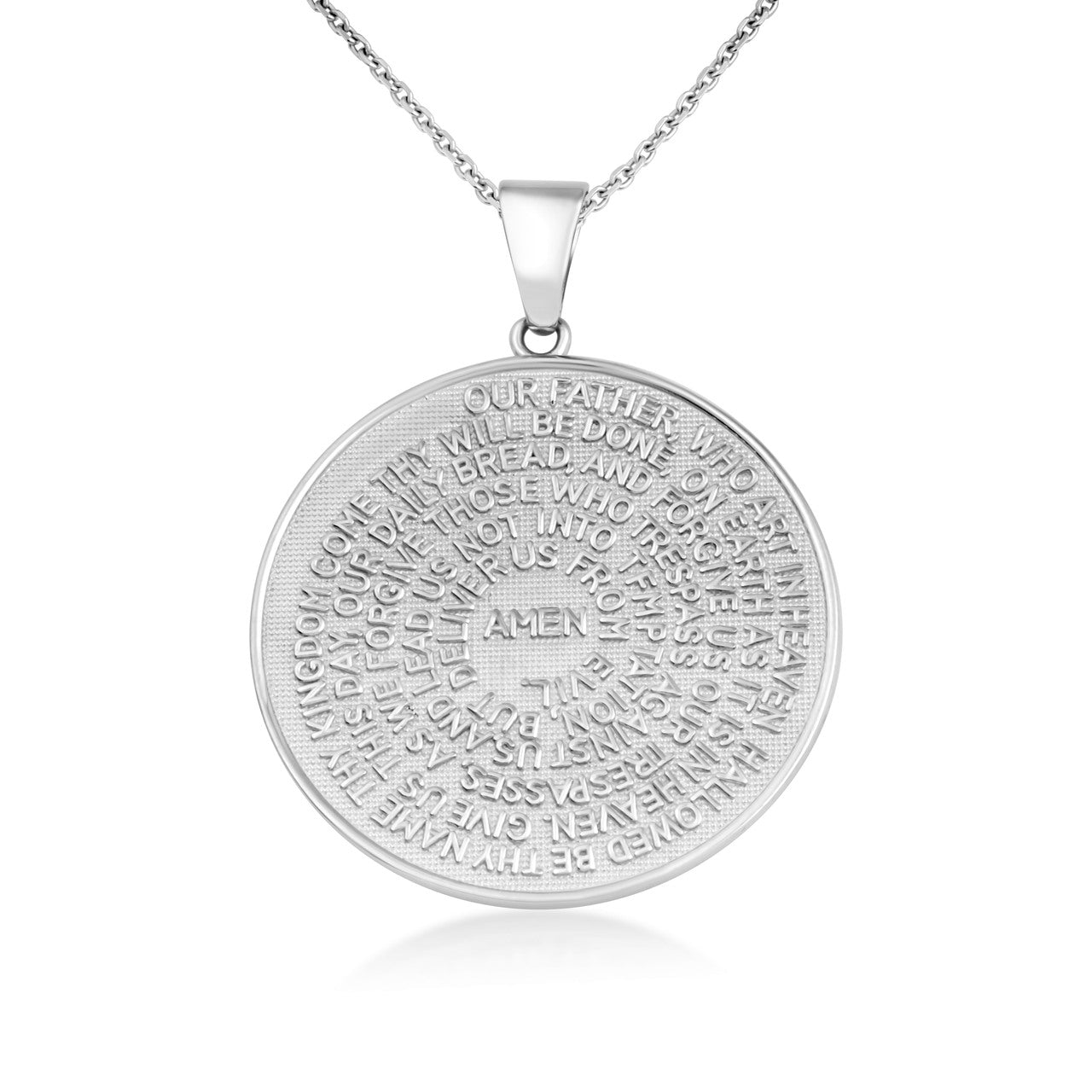 Gold Lord's Prayer Christian Small Medallion Necklace, view 6