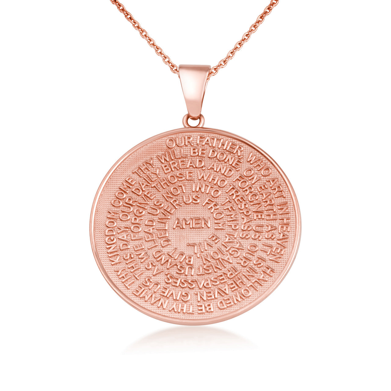 Gold Lord's Prayer Christian Small Medallion Necklace, view 8