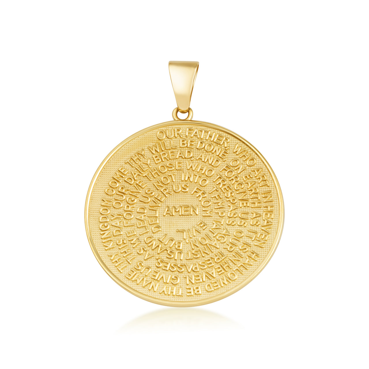 Gold Lord's Prayer Christian Small Medallion Necklace, view 9
