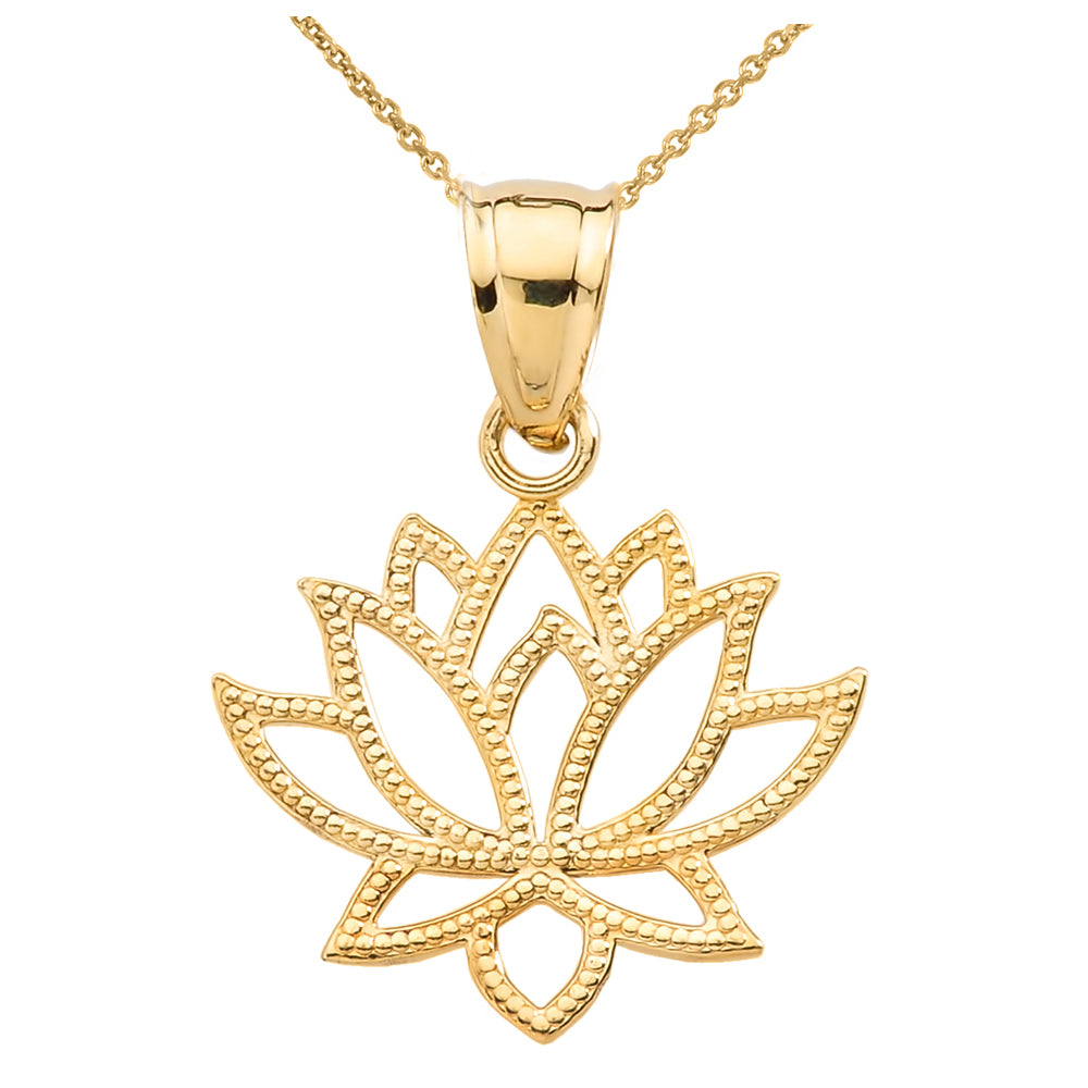 Gold Lotus Flower Pendant Necklace