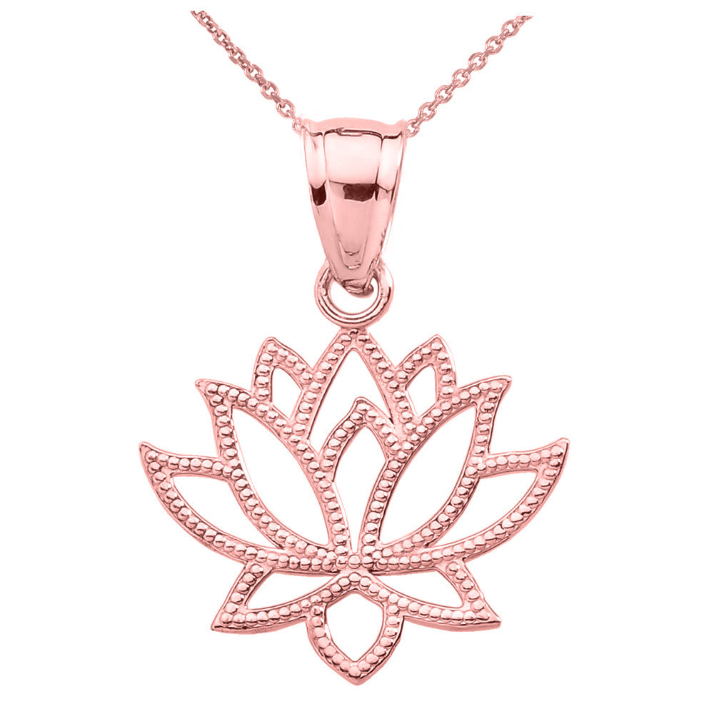 Gold Lotus Flower Pendant Necklace, view 2