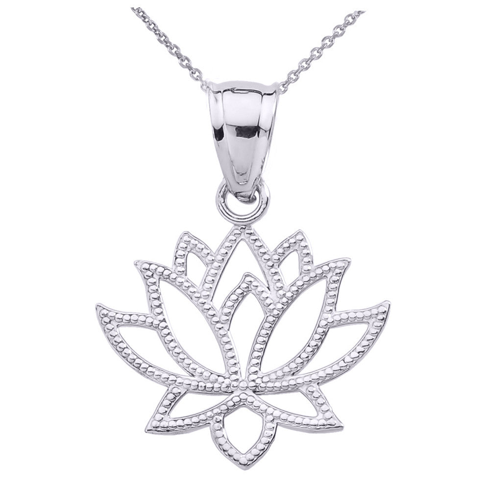 Gold Lotus Flower Pendant Necklace, view 3