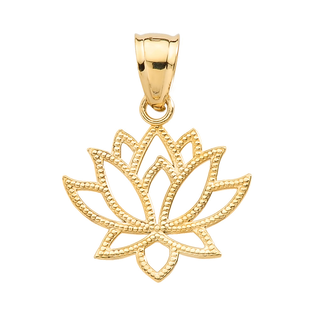Gold Lotus Flower Pendant Necklace, view 4
