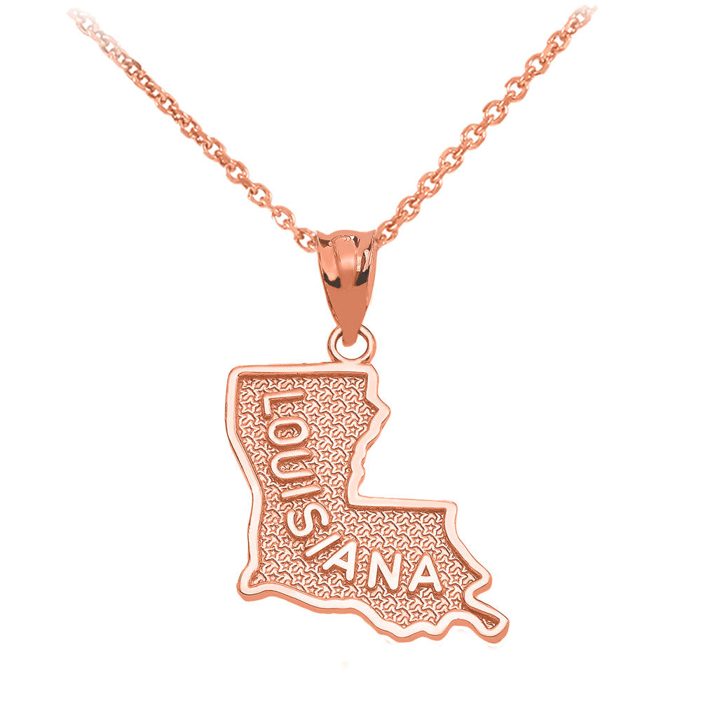 Gold Louisiana State Map Pendant Necklace, view 2