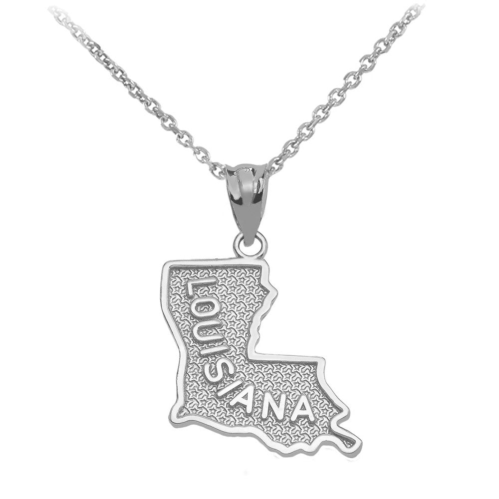 Gold Louisiana State Map Pendant Necklace, view 3