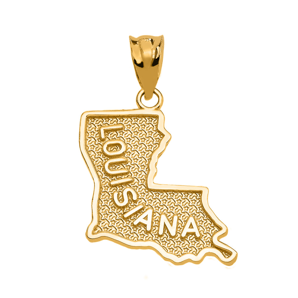 Gold Louisiana State Map Pendant Necklace, view 4