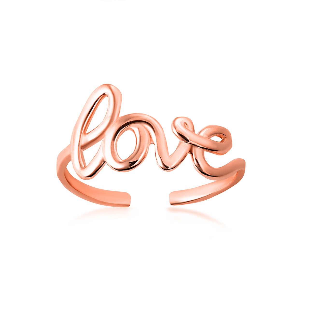 Gold Love Cursive Script Toe Ring, view 3