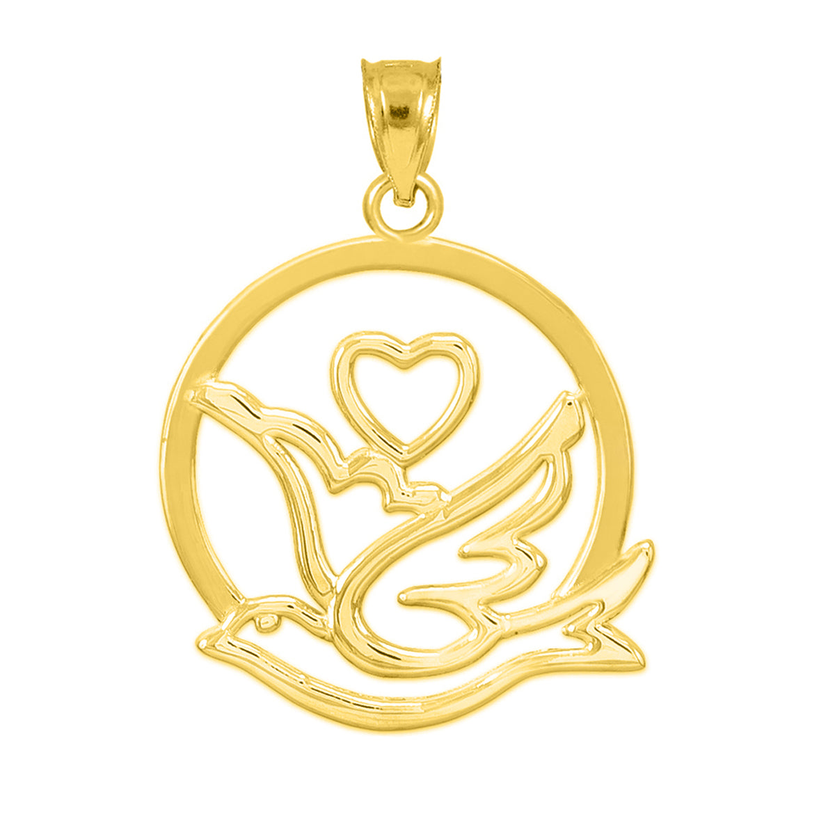 Gold Love Dove with Heart Pendant Necklace, view 2