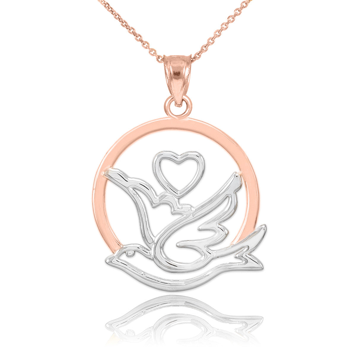 Gold Love Dove with Heart Pendant Necklace, view 6