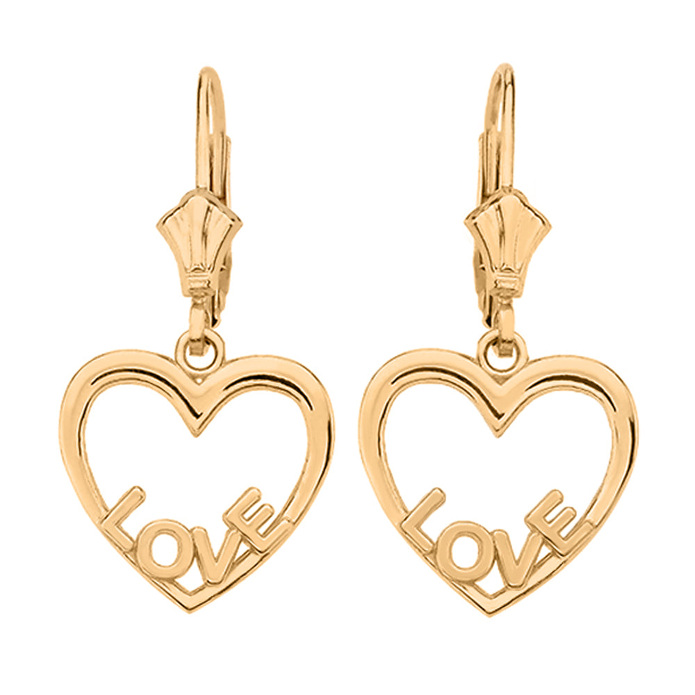 Gold Love Heart Earrings