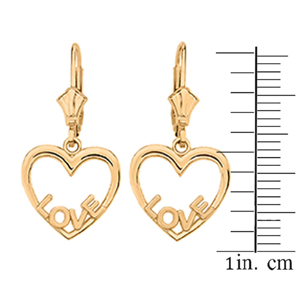 Gold Love Heart Earrings, view 2