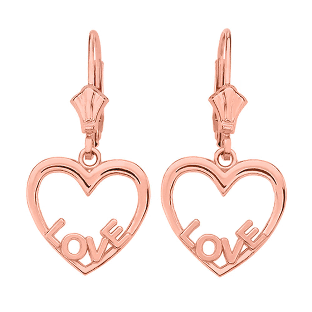 Gold Love Heart Earrings, view 3