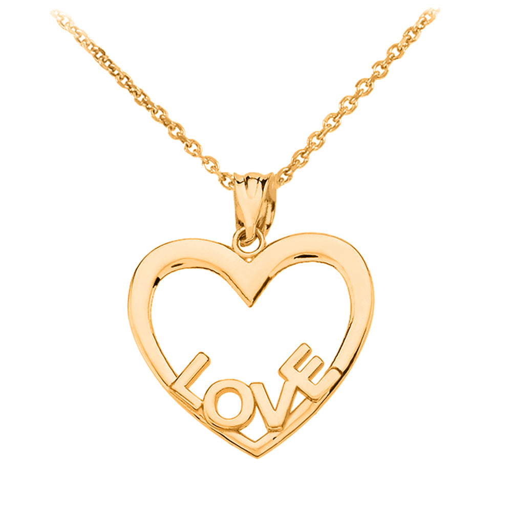 Gold Love Heart Pendant Necklace