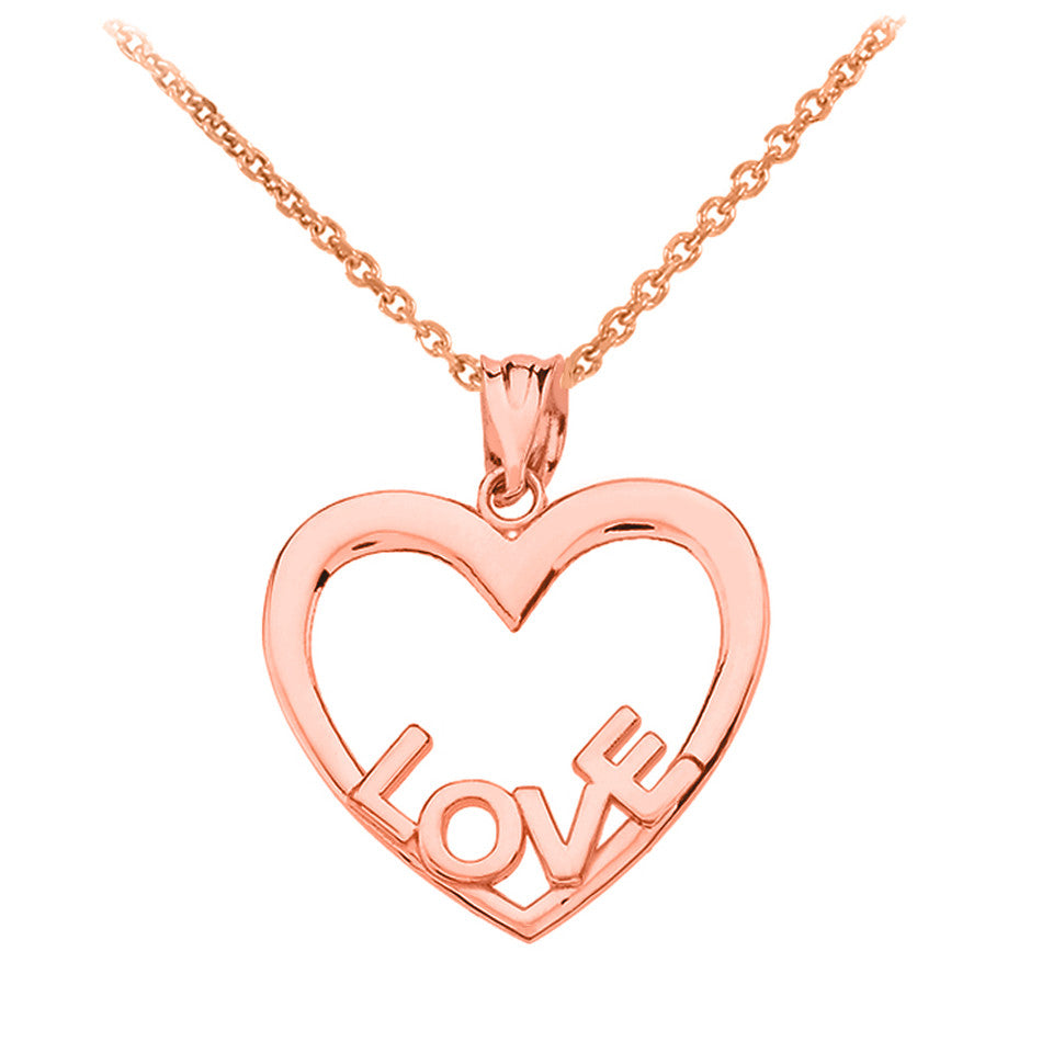 Gold Love Heart Pendant Necklace, view 6