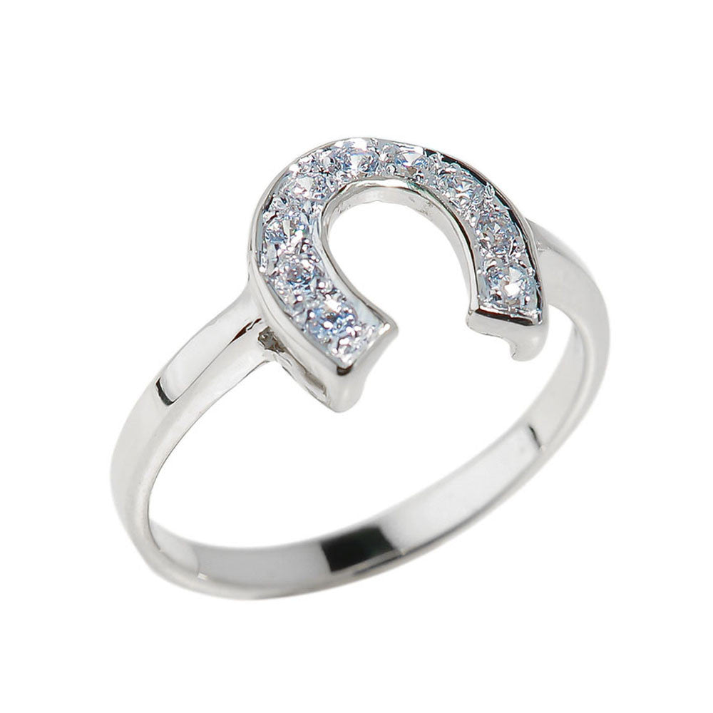 Gold Lucky Cubic Zirconia Horseshoe Ring, view 2