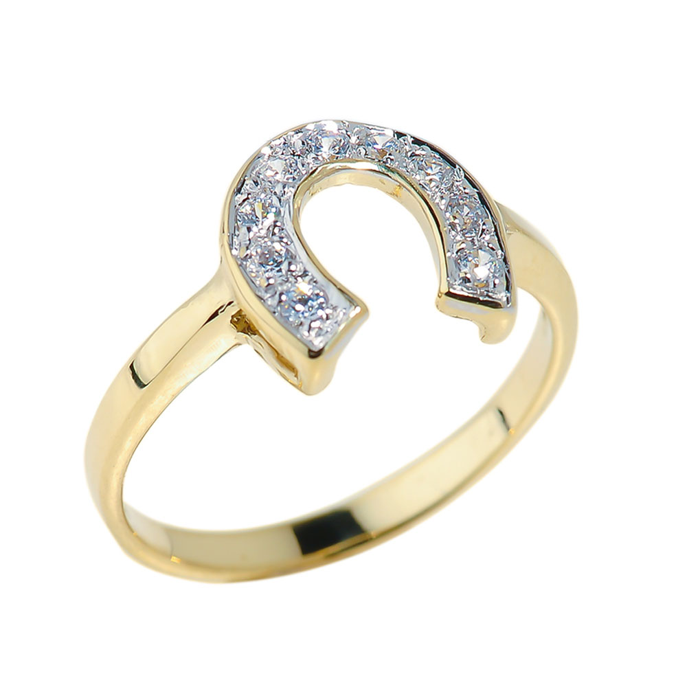 Gold Lucky Diamond Horseshoe Ring