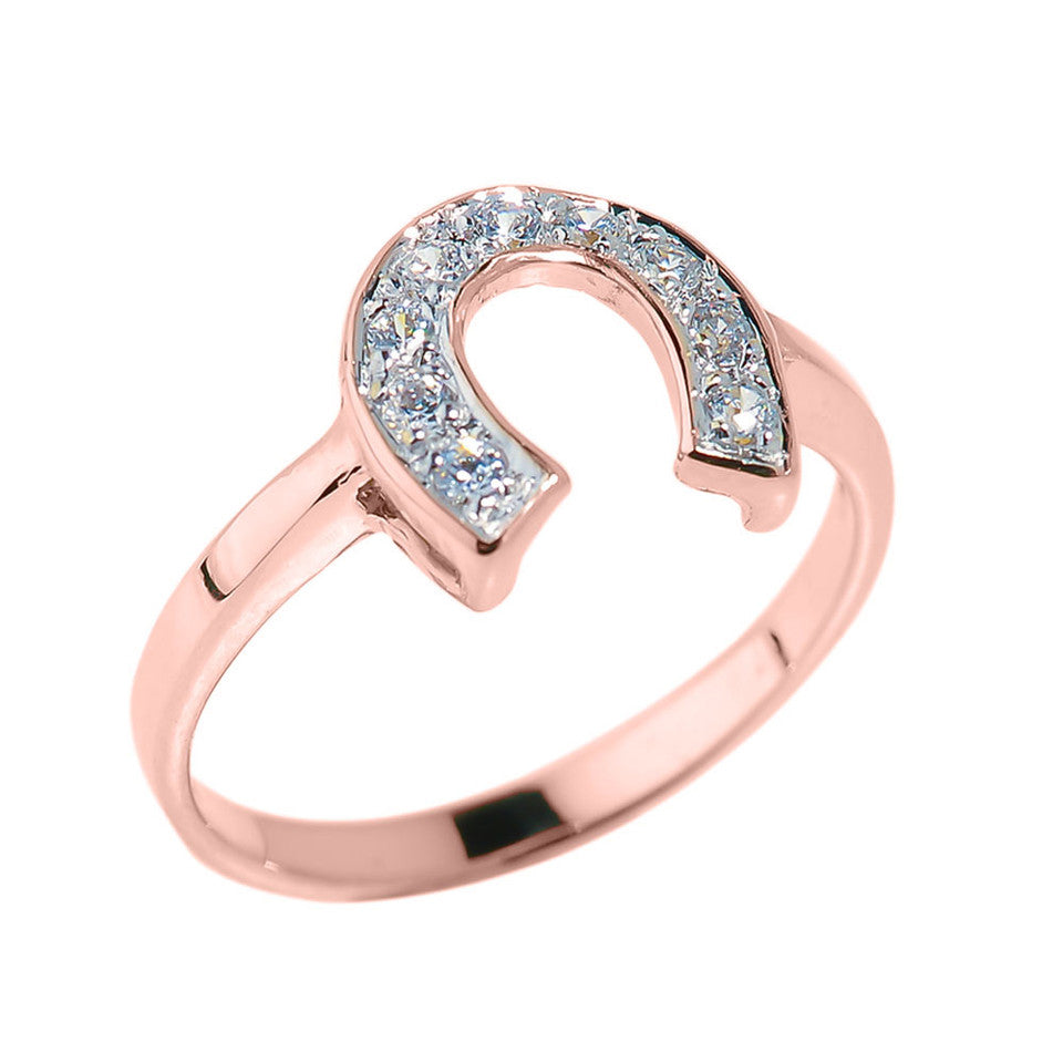 Gold Lucky Diamond Horseshoe Ring, view 2
