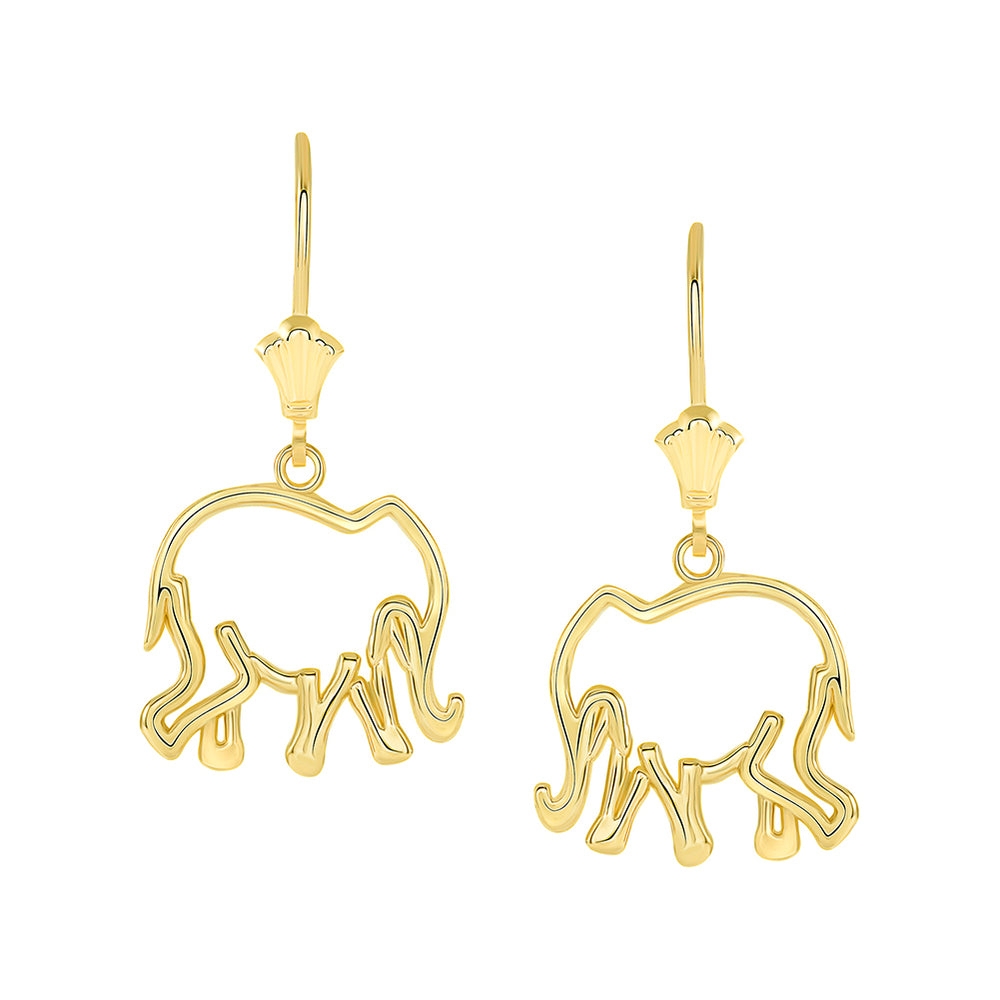 Gold Lucky Elephant Leverback Earrings