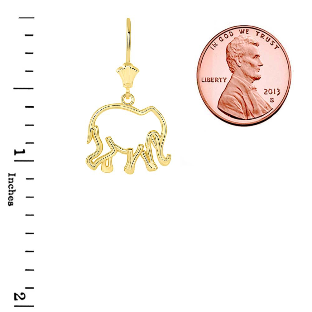 Gold Lucky Elephant Leverback Earrings, view 2