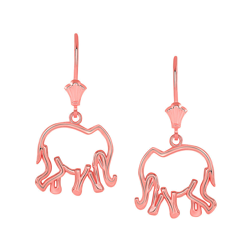 Gold Lucky Elephant Leverback Earrings, view 3