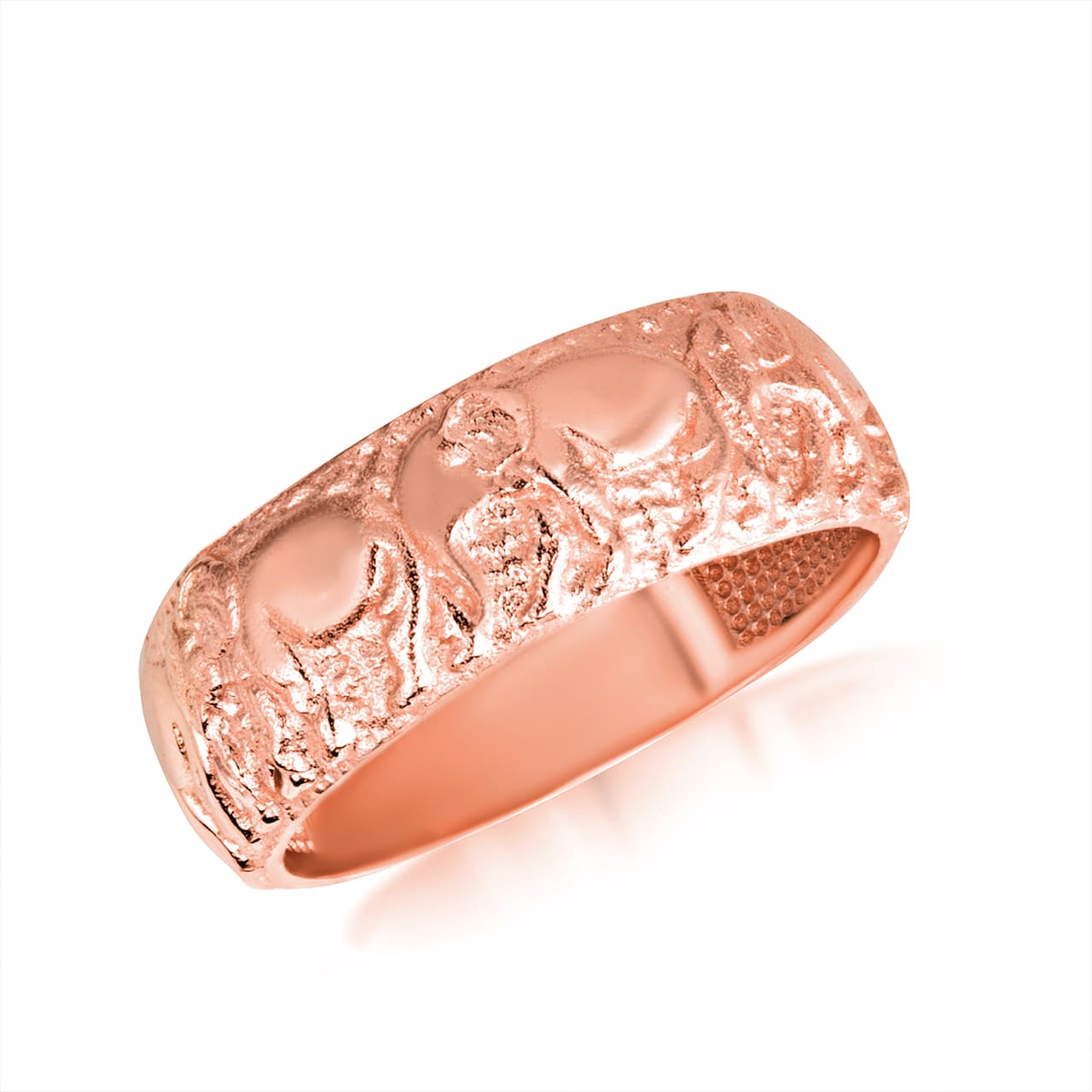 Gold Lucky Elephant Textured Band Ring, view 3