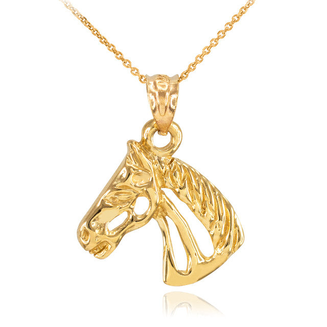 Gold Lucky Horse Head Pendant Necklace, view 4