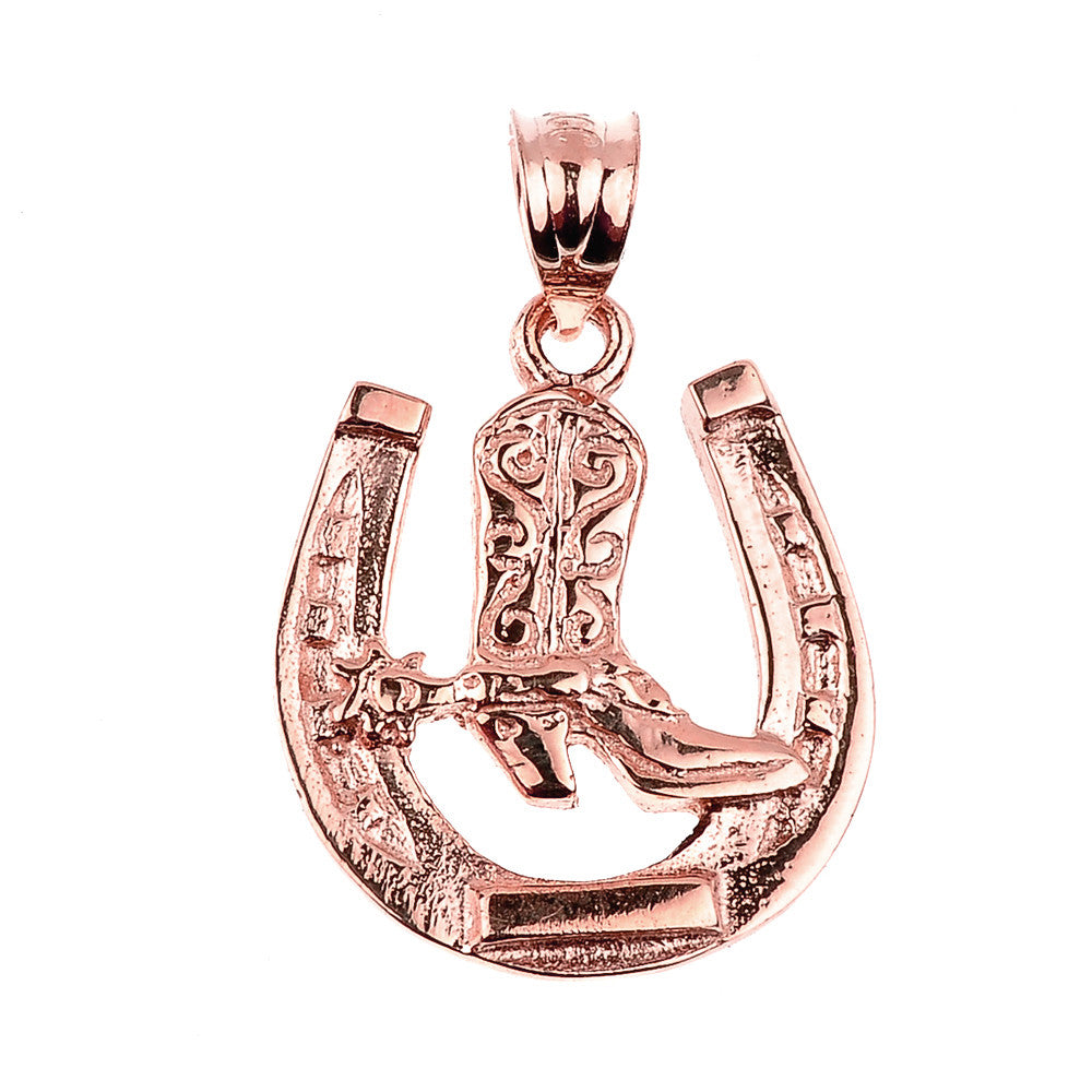 Gold Lucky Horseshoe Charm Pendant Necklace, view 4