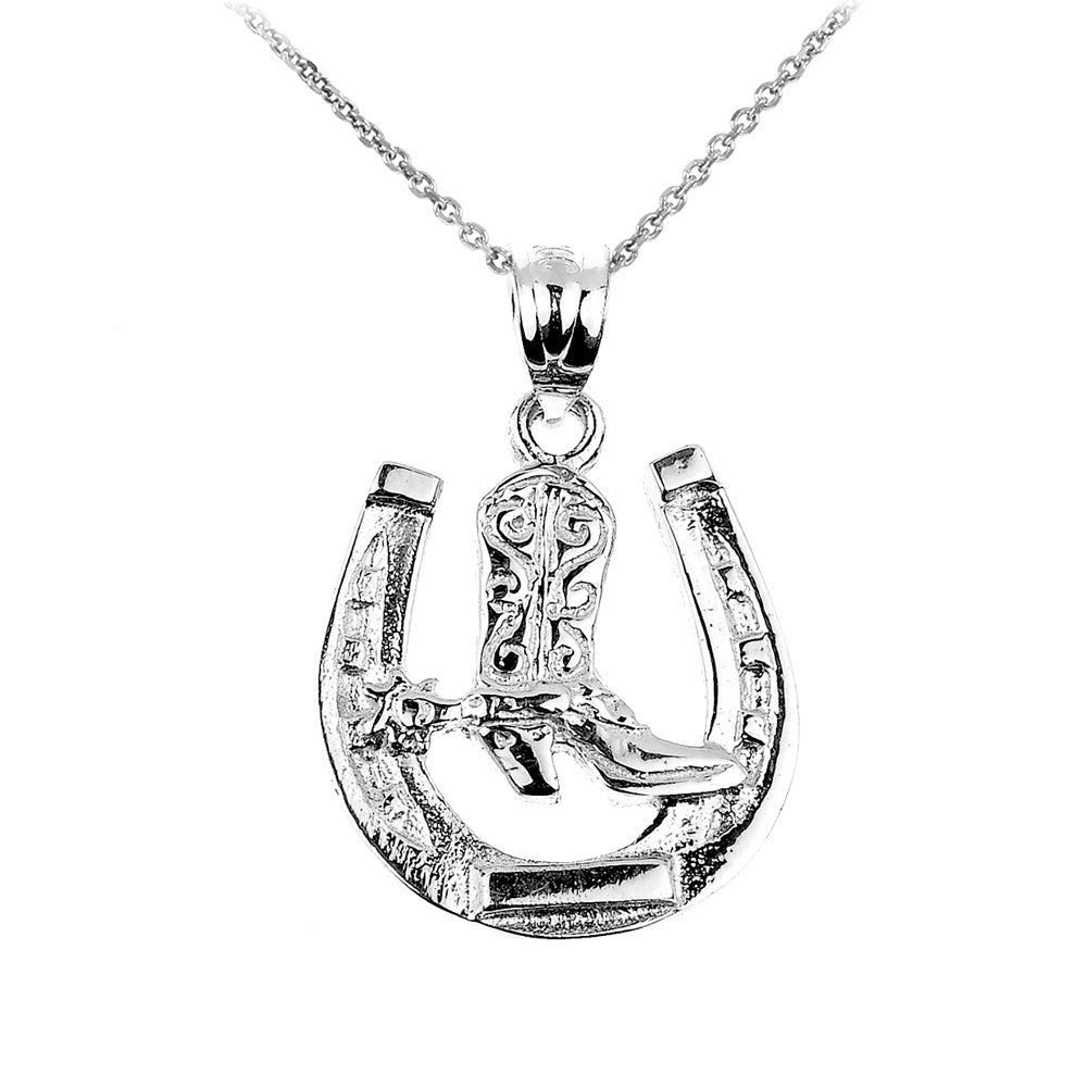 Gold Lucky Horseshoe Charm Pendant Necklace, view 5