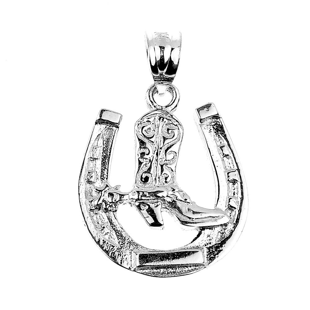 Gold Lucky Horseshoe Charm Pendant Necklace, view 6