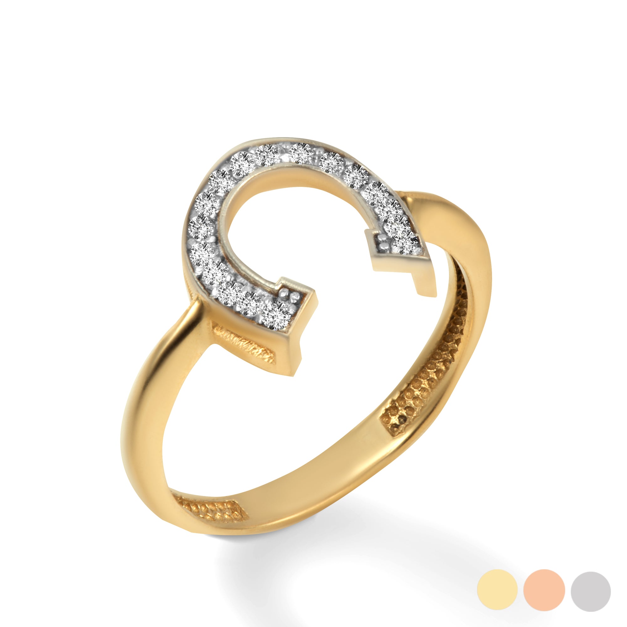 Gold Lucky Horseshoe Diamond Ring