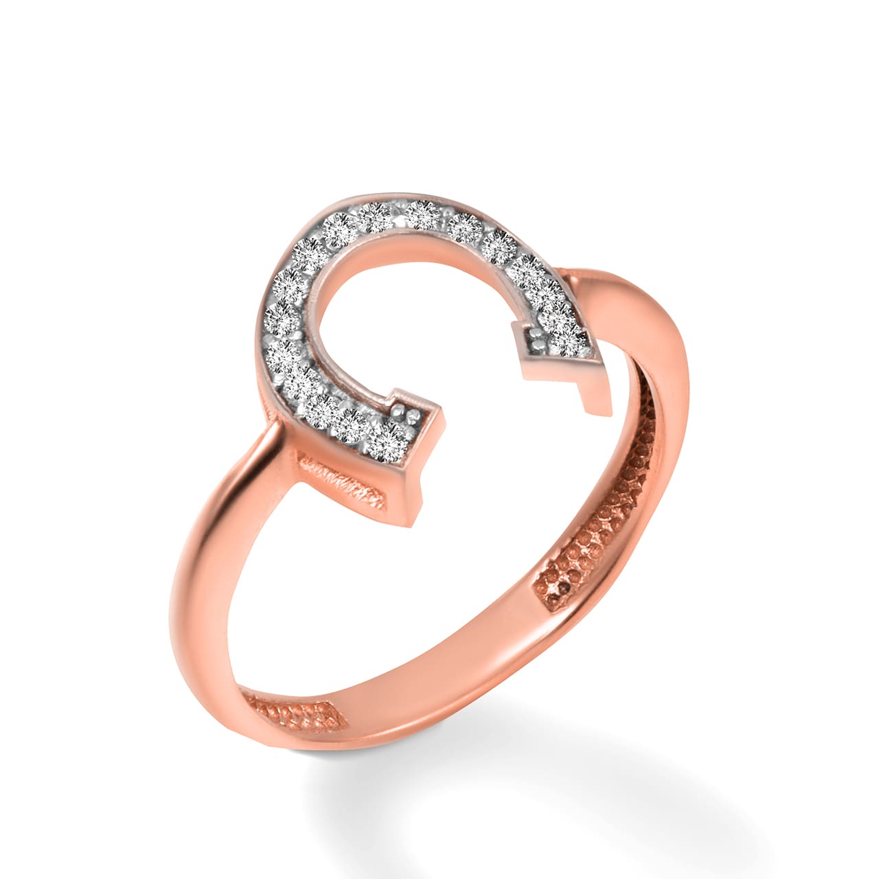 Gold Lucky Horseshoe Diamond Ring, view 3