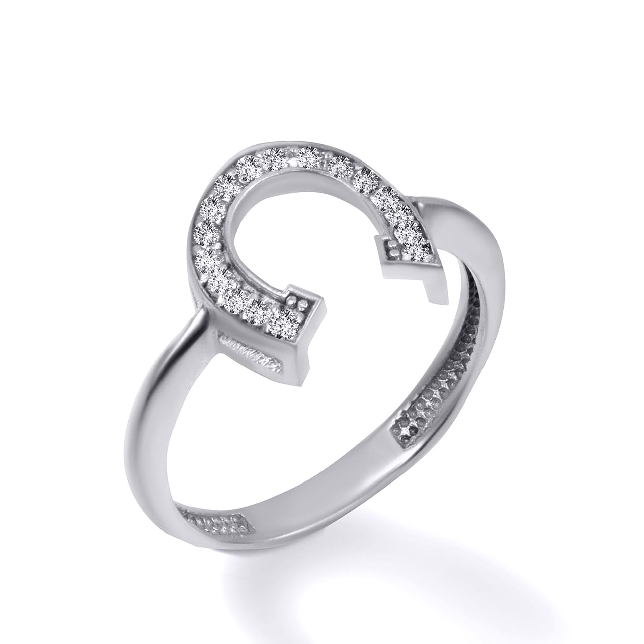 Gold Lucky Horseshoe Diamond Ring, view 4