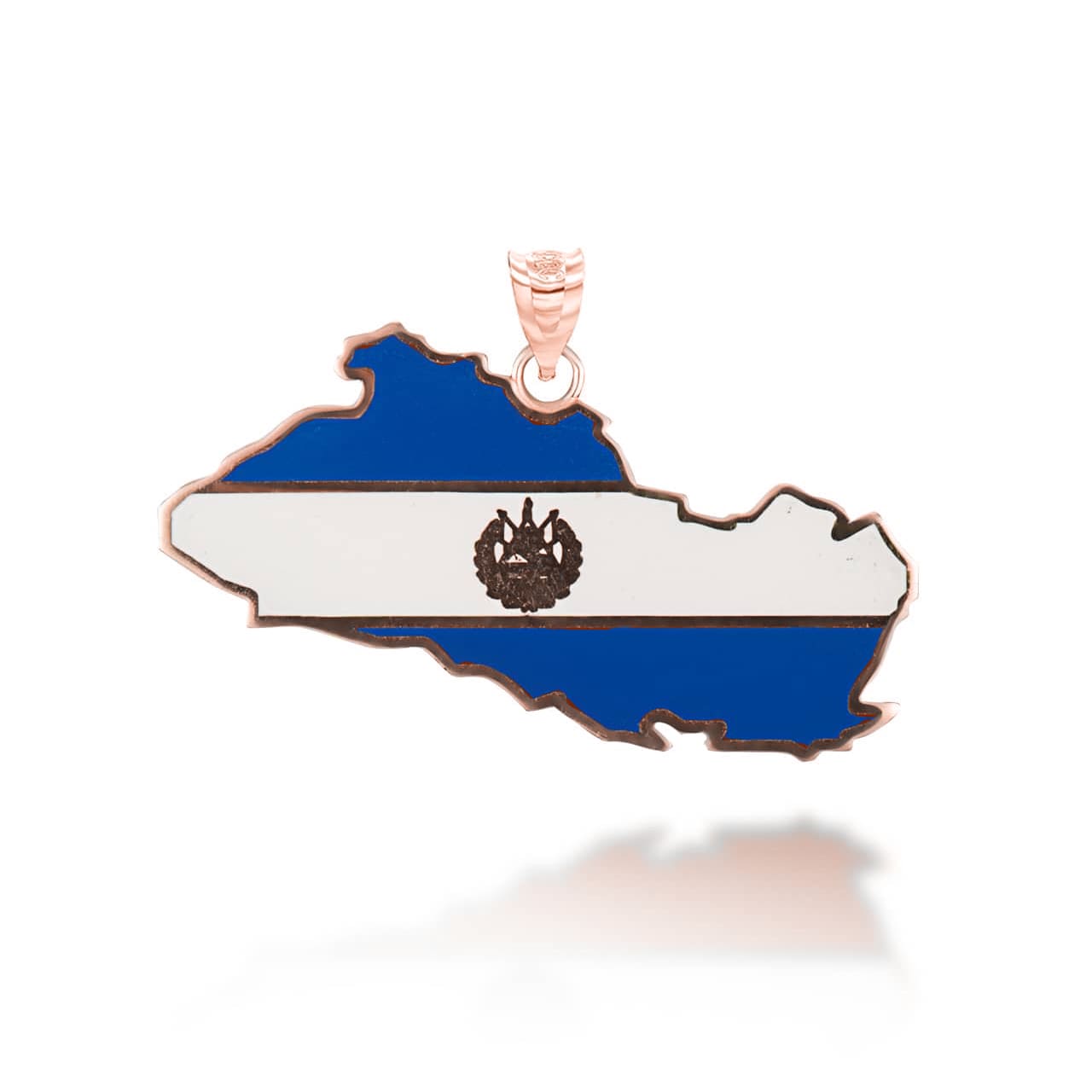 Gold Map Of El Salvador Country Flag Enamel Pendant Necklace, view 6