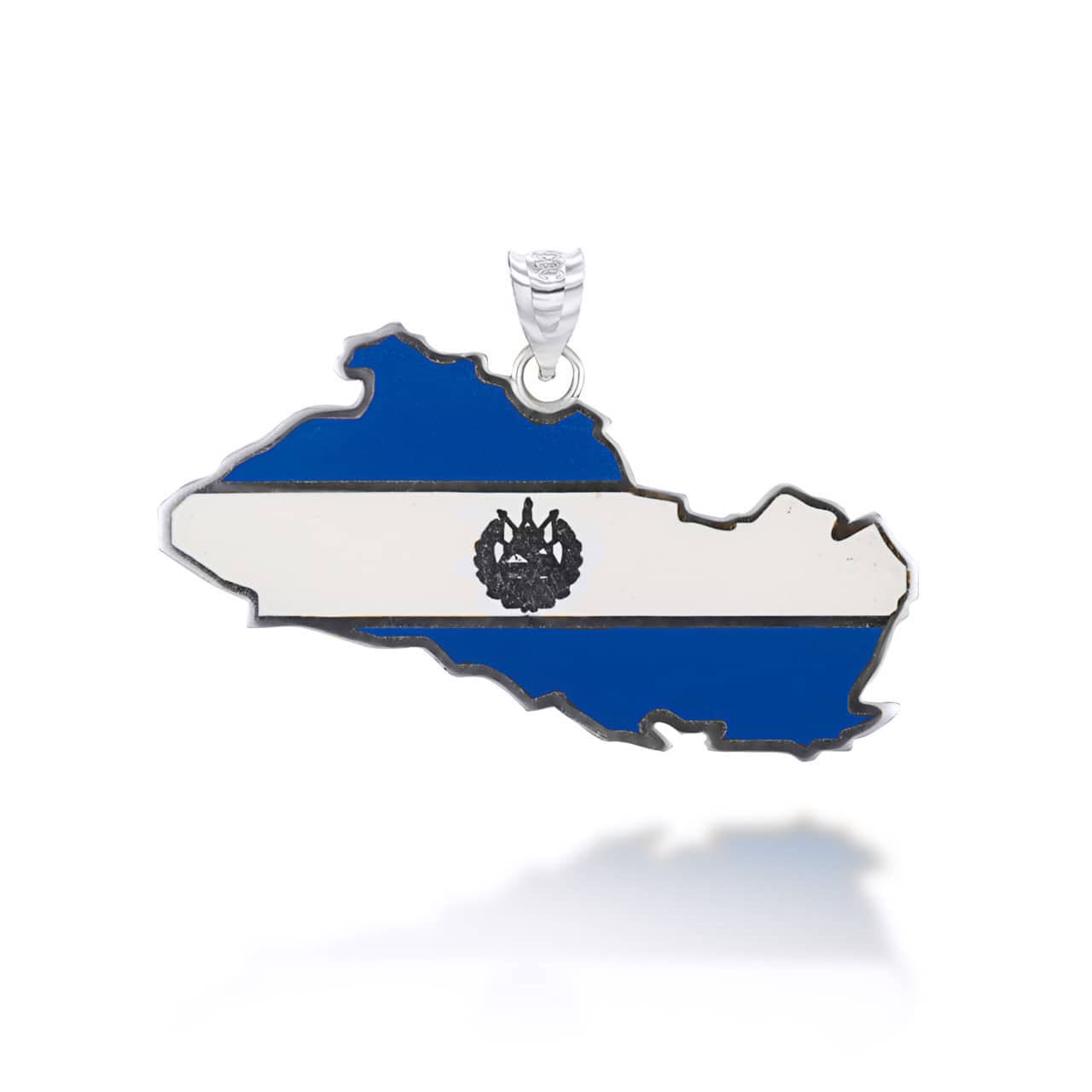 Gold Map Of El Salvador Country Flag Enamel Pendant Necklace, view 8