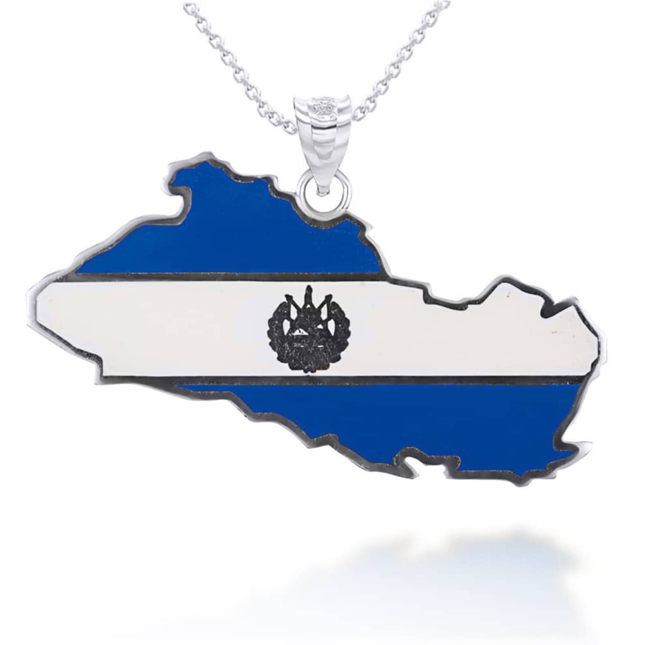 Gold Map Of El Salvador Country Flag Enamel Pendant Necklace, view 9